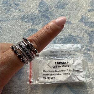 Elegant Silver and Black Onyx Ring Set